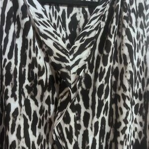 Chico's Black and White Animal-Print Top